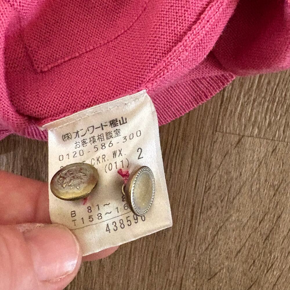 Kumikyoku Onward Kashiyama Hot Pink 100% Wool Cardigan Sweater, Japan Size 2 - Picture 10 of 10